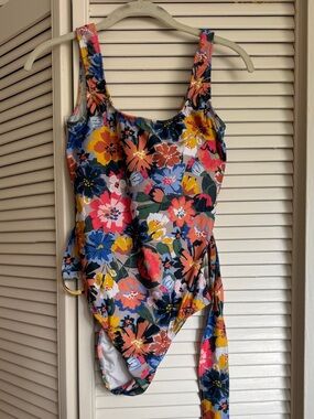 Shoshanna Multicolor Floral Scoop One-Piece Swimsuit